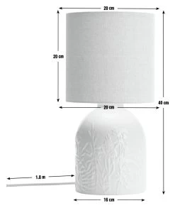 Habitat Embossed Floral Ceramic Table Lamp - Off White -Household Items Sale 1233656 R E001