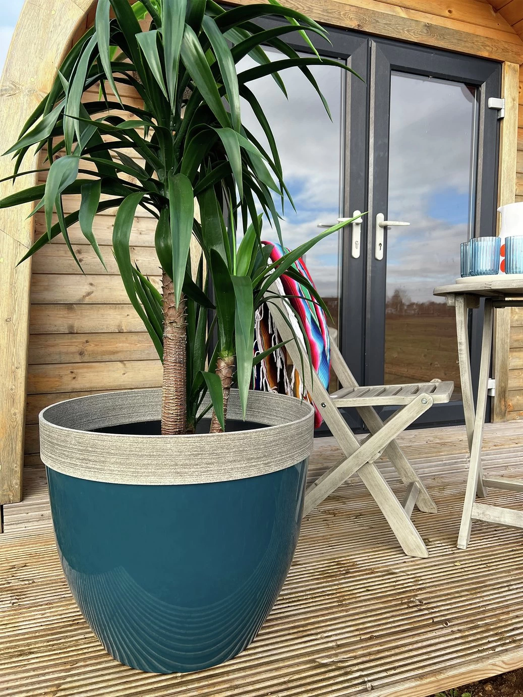 Terrastyle 54cm Plastic Blue Planter 4 Terrastyle 54cm Plastic Blue Planter - Image 2