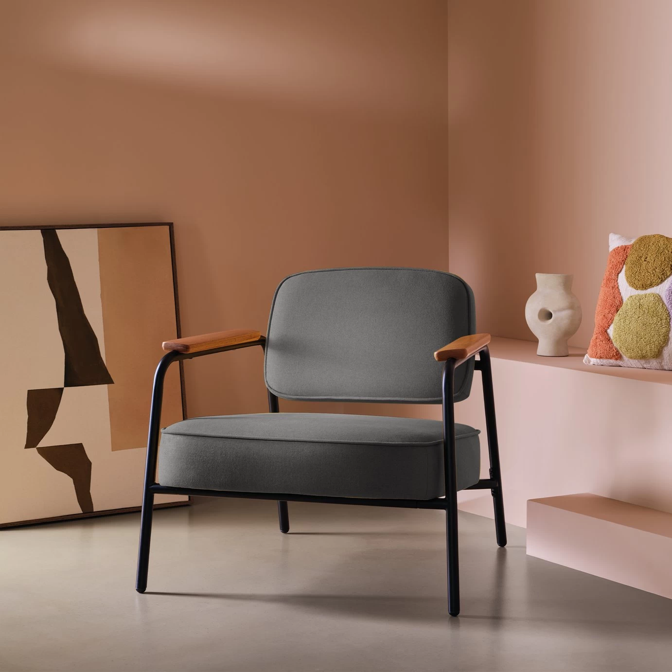 Habitat Jesper Fabric Accent Chair - Grey 4 Habitat Jesper Fabric Accent Chair - Grey - Image 2