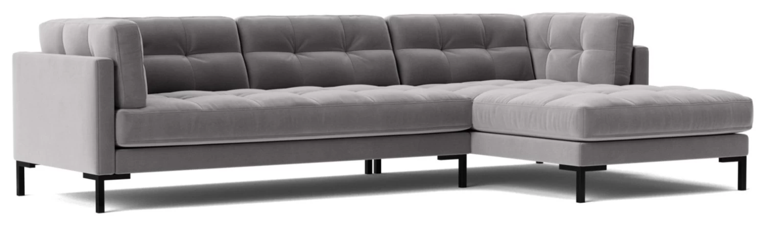 Swoon Landau Velvet Right Hand Corner Sofa - Silver Grey 3 Swoon Landau Velvet Right Hand Corner Sofa - Silver Grey