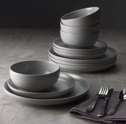 Habitat 12 Piece Stoneware Dinner Set - Matt Grey -Household Items Sale 2151768 R Z004C