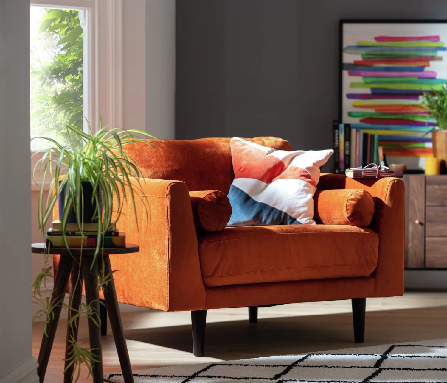 Habitat Jacob Fabric Cuddle Chair - Black 4 Habitat Jacob Fabric Cuddle Chair - Black - Image 2