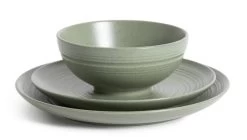 Habitat Textured Ripple 12 Piece Stoneware Dinner Set - Sage -Household Items Sale 4353492 R Z002A