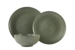 Habitat Textured Ripple 12 Piece Stoneware Dinner Set - Sage -Household Items Sale 4353492 R Z007A