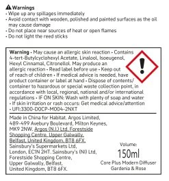 Habitat 150ml Scented Diffuser - Gardenia & Rose -Household Items Sale 4497444 R Z011A