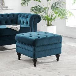 Habitat Chesterfield Velvet Storage Footstool - Light Grey -Household Items Sale 4654287 R Z001C