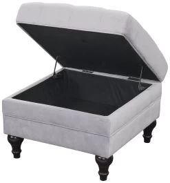 Habitat Chesterfield Velvet Storage Footstool - Light Grey -Household Items Sale 4654287 R Z003A