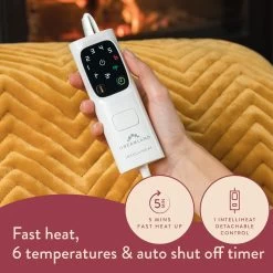 Dreamland Deluxe Velvet Mustard Heated Throw - Large -Household Items Sale 4844994 R Z004A