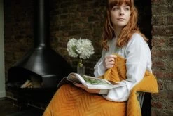 Dreamland Deluxe Velvet Mustard Heated Throw - Large -Household Items Sale 4844994 R Z012A