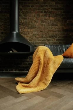 Dreamland Deluxe Velvet Mustard Heated Throw - Large -Household Items Sale 4844994 R Z013A