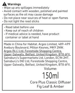 Habitat 150ml Scented Diffuser - Fig Leaf & Amber -Household Items Sale 6823944 R Z011A