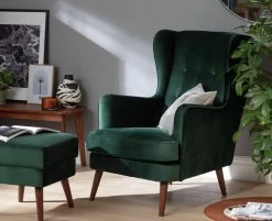 Habitat Callie Velvet Wingback Chair - Forest Green -Household Items Sale 7878486 R Z002C