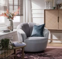 Habitat Ezra Velvet Swivel Chair - Light Grey -Household Items Sale 8819372 R Z002C