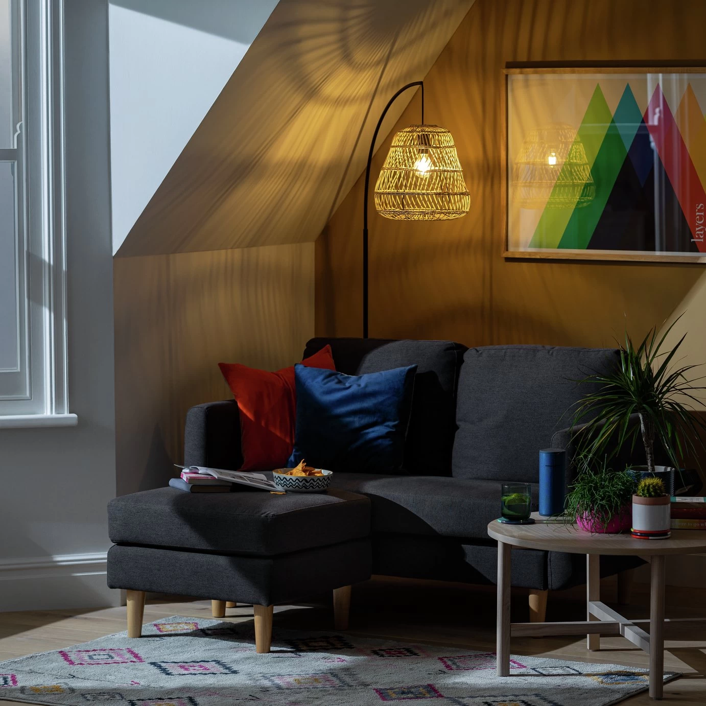 Habitat Remi Fabric 2 Seater Chaise Sofa In A Box - Teal 4 Habitat Remi Fabric 2 Seater Chaise Sofa In A Box - Teal - Image 2