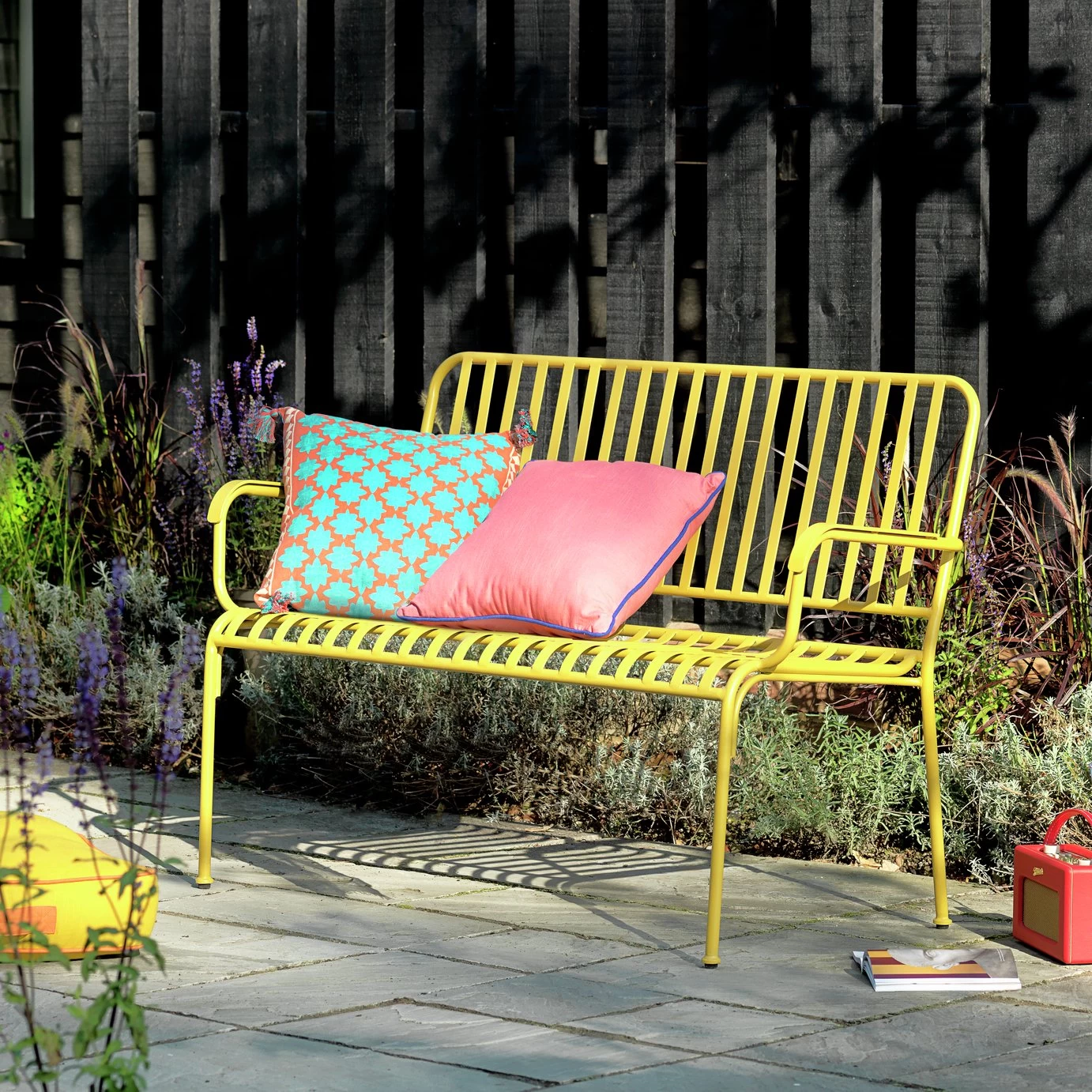Habitat Indu 2 Seater Metal Bench - Yellow 3 Habitat Indu 2 Seater Metal Bench - Yellow