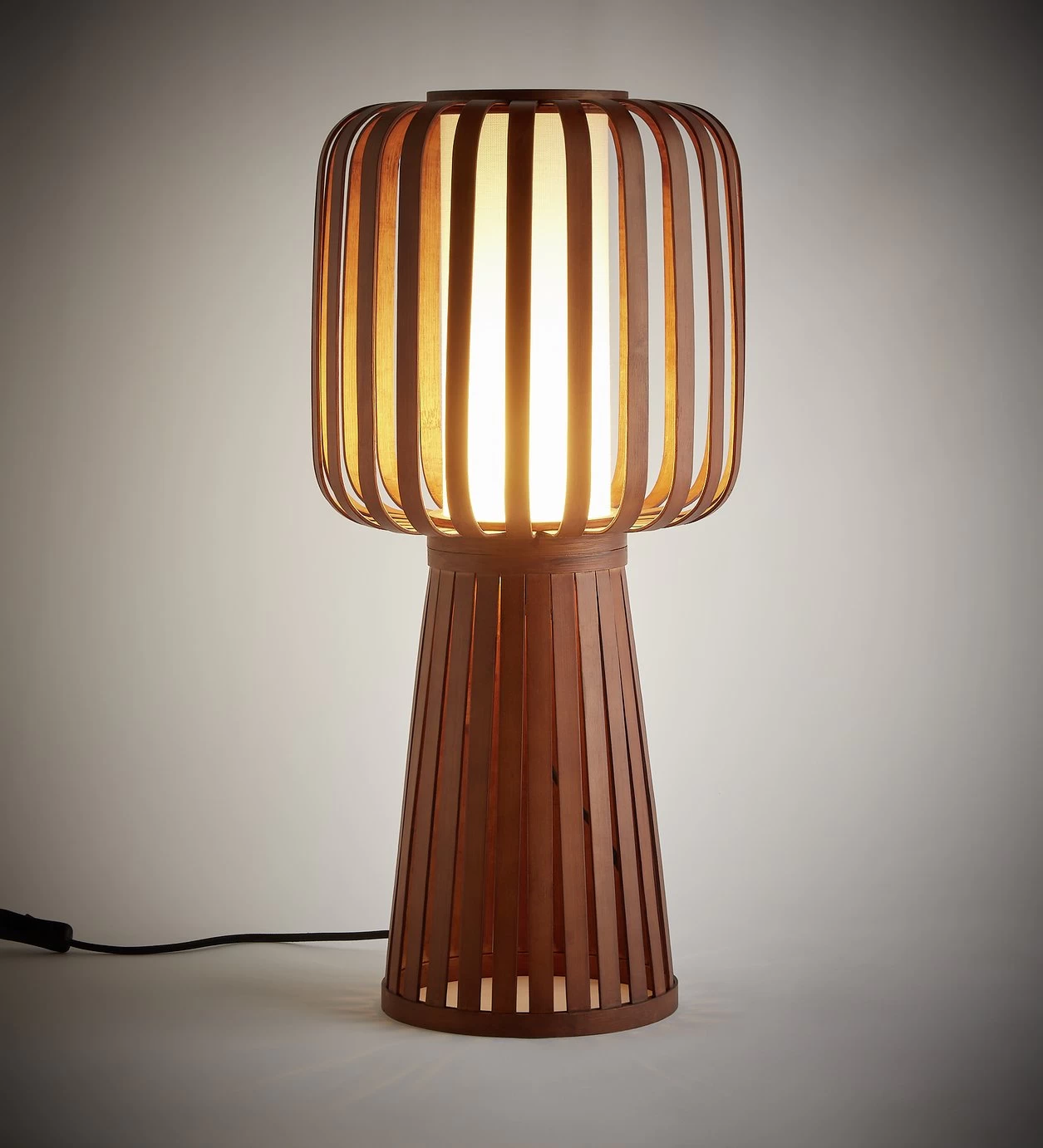 Habitat Achille Bamboo Table Lamp - Walnut & White 9 Habitat Achille Bamboo Table Lamp - Walnut & White - Image 7