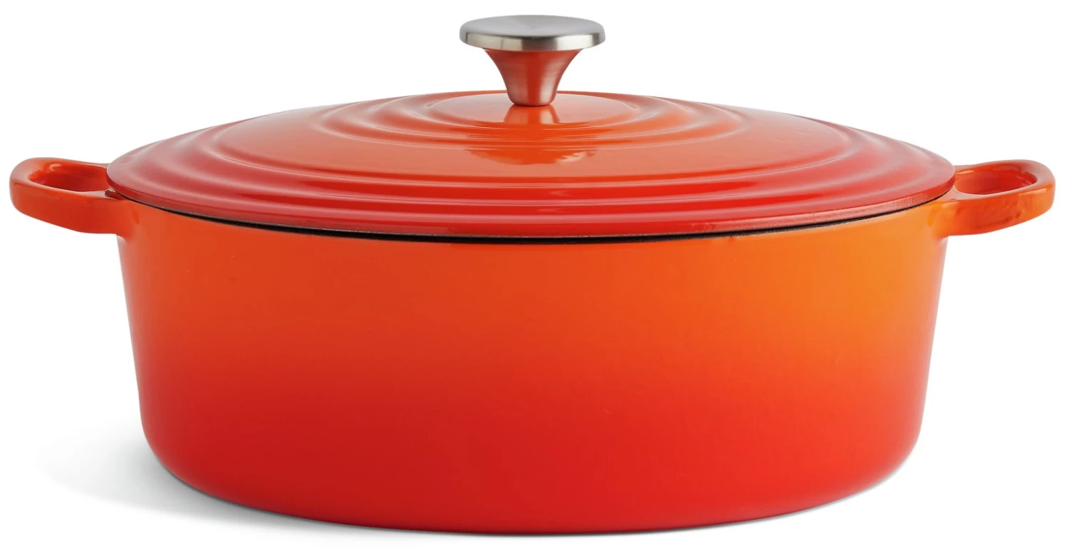 Habitat 4.7 Litre Cast Iron Oval Casserole Dish - Orange 3 Habitat 4.7 Litre Cast Iron Oval Casserole Dish - Orange