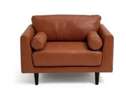 Habitat Jackson Leather Cuddle Chair - Tan