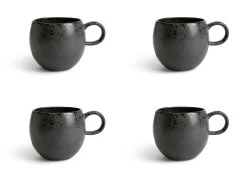 Habitat Set Of 4 Preto Stoneware Mugs