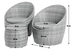 Habitat 2 Seater Wicker Garden Barrel Bistro Set - Grey -Household Items Sale 9401088 R E001