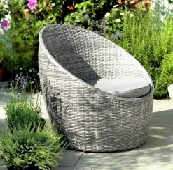 Habitat 2 Seater Wicker Garden Barrel Bistro Set - Grey -Household Items Sale 9401088 R Z005C