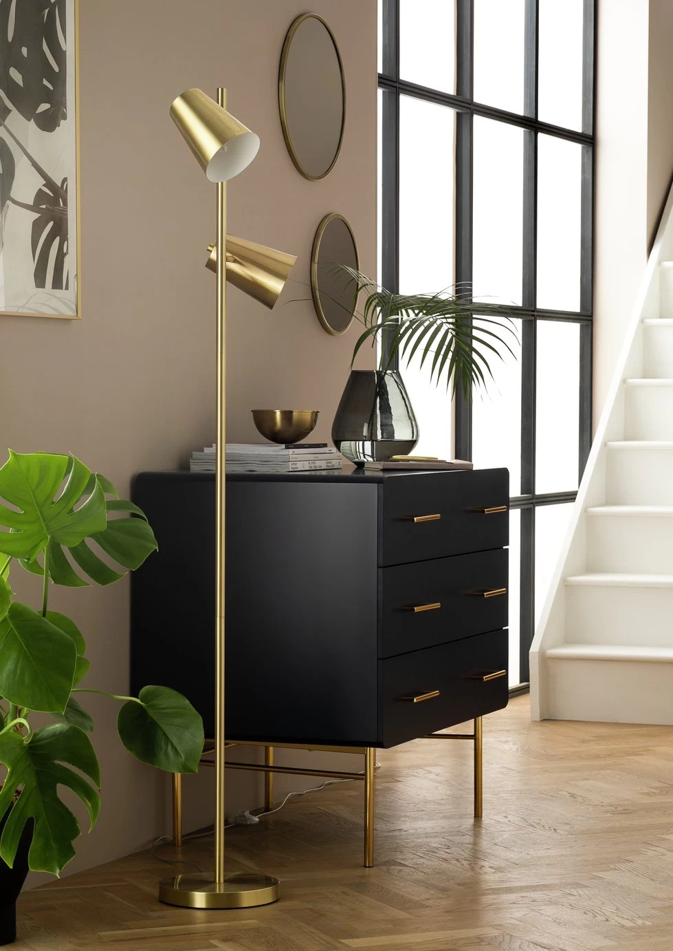 Habitat Iras Brass 2 Light Floor Lamp - Gold 10 Habitat Iras Brass 2 Light Floor Lamp - Gold - Image 8