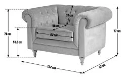 Habitat Chesterfield Velvet Armchair - Light Grey -Household Items Sale 9449325 20