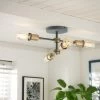 Habitat Tay 4 Light Flush To Ceiling Light - Grey & Brass -Household Items Sale 9467644 R Z001A