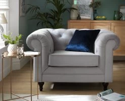 Habitat Chesterfield Velvet Armchair - Light Grey -Household Items Sale 9513402 R Z001C