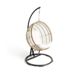 Habitat Dove Rattan Effect Hanging Egg Chair - Natural