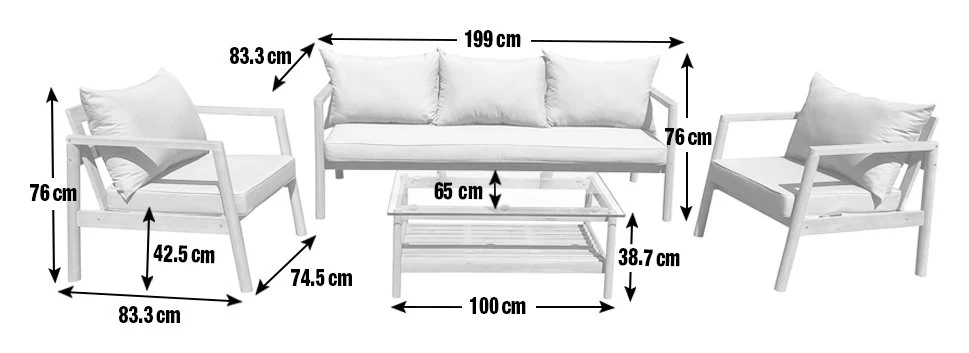 Habitat Hanson 5 Seater Wooden Garden Sofa Set - Grey 6 Habitat Hanson 5 Seater Wooden Garden Sofa Set - Grey - Image 4