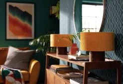 Habitat Corduroy Touch Table Lamp - Mustard & Walnut -Household Items Sale 9582275 R Z002C