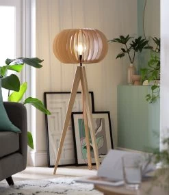 Habitat Achille Ash Wooden Tripod Floor Lamp - Oak -Household Items Sale 9615489 R Z002C